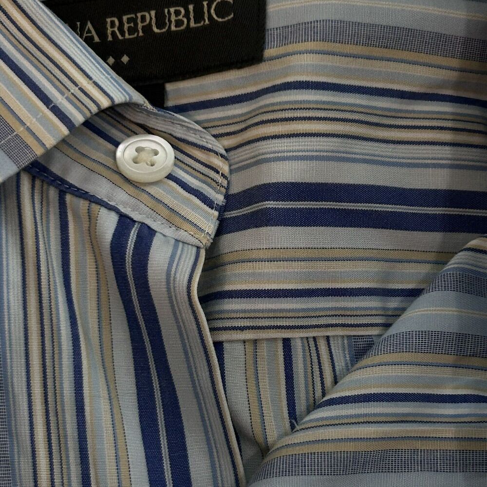 Banana Republic Mens Size XL Long Sleeve Button Down Stripe Blue White Preppy - Picture 15 of 16